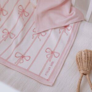 Pink Bow Baby Receiving Blanket
